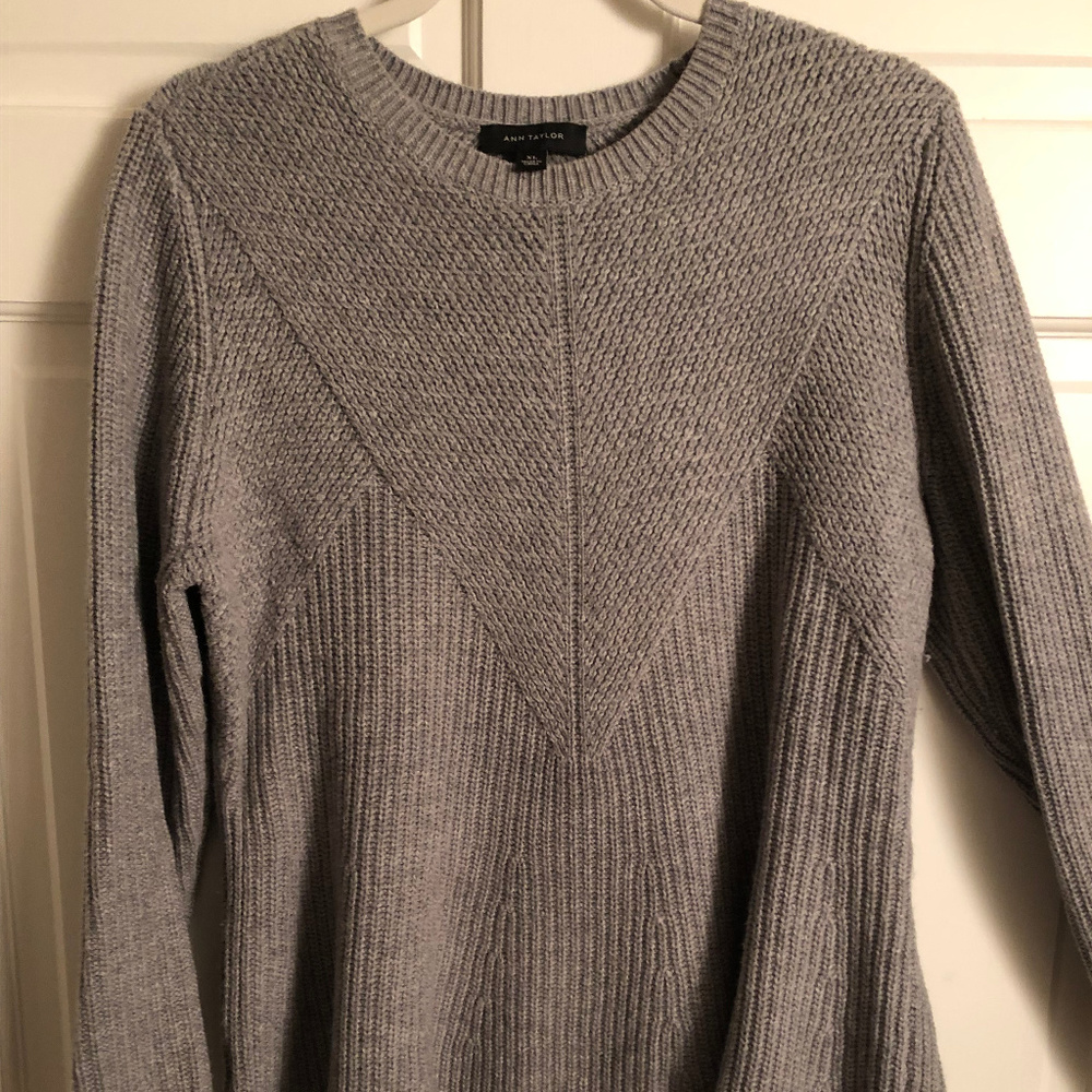Ann Taylor XL Gray Peplum Sweater